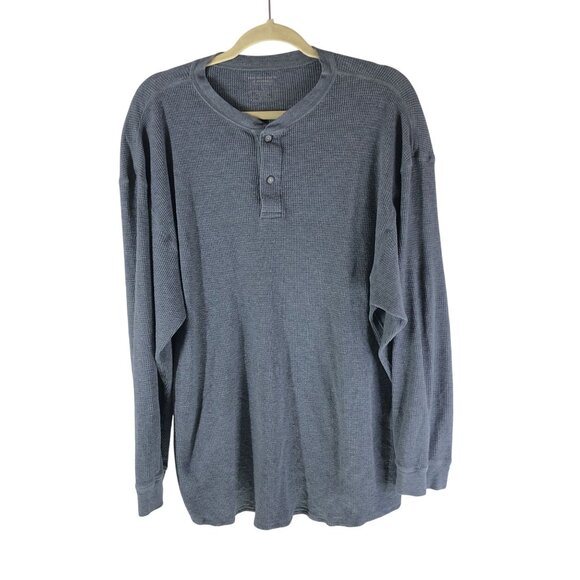 Roundtree & Yorke Mens Gray Waffle Knit Long Sleeve Thermal Henley Shirt Size L - Picture 1 of 3